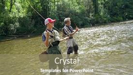  Presentation with trout - Amazing slide set having father-and-his-son-fly backdrop and a coral colored foreground