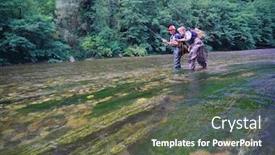  Presentation with water river - Beautiful slide set featuring father-and-his-son-fly backdrop and a tawny brown colored foreground