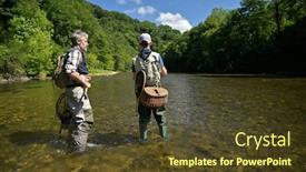 Presentation with water river - PPT theme with father-and-his-son-fly background and a tawny brown colored foreground