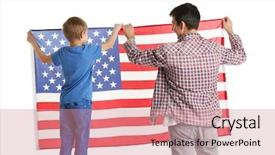  Presentation with pakistan and usa flag togetter - Cool new presentation theme with father and his son hanging backdrop and a coral colored foreground