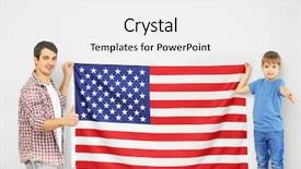  Presentation with usa flag - Theme consisting of father and his son holding background and a white colored foreground
