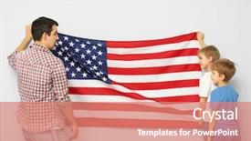  Presentation with pakistan and usa flag togetter - Audience pleasing slides consisting of father and his sons holding backdrop and a coral colored foreground