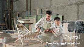  Presentation with workshop tools - Presentation theme featuring father-and-his-teenage-son background and a gray colored foreground