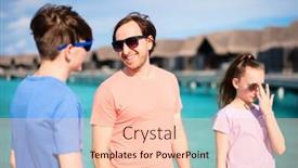  Presentation with island resort - Beautiful theme featuring father-and-kids-enjoying-summer backdrop and a lemonade colored foreground