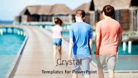  Presentation with island resort - PPT theme enhanced with father-and-kids-enjoying-summer background and a lemonade colored foreground