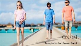  Presentation with island resort - Slide set having father-and-kids-enjoying-summer background and a lemonade colored foreground