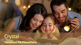  Presentation with family reading - Colorful PPT layouts enhanced with father and little daughter reading backdrop and a tawny brown colored foreground