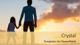  Presentation with daughter - Amazing presentation design having father and little daughter silhouettes backdrop and a yellow colored foreground