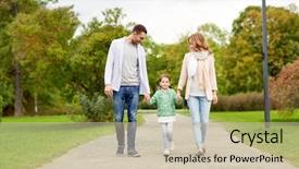  Presentation with adoption - Presentation with father and little girl walk background and a soft green colored foreground