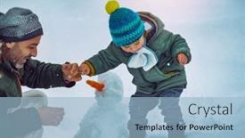  Presentation with joy - Slide deck enhanced with father-and-little-son-building background and a light blue colored foreground