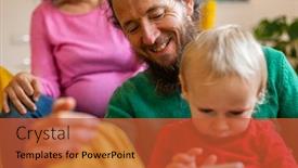  Presentation with infant - Colorful PPT theme enhanced with father and mother looking backdrop and a red colored foreground