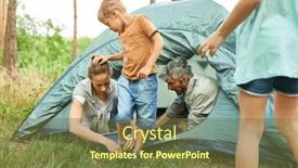  Presentation with father - Slide set with father-and-mother-tying-shoelace and a tawny brown colored foreground