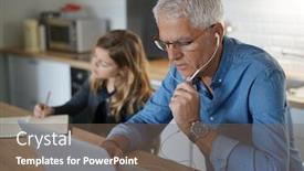  Presentation with school - Presentation design enhanced with father-and-school-girl-working background and a violet colored foreground