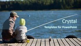  Presentation with fishing - PPT layouts having father and small son fishing background and a ocean colored foreground
