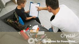  Presentation with emergency - Slides enhanced with father-and-son-assemble background and a coral colored foreground