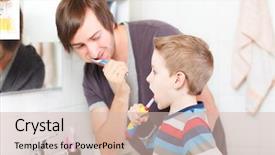  Presentation with catholic father son hoyly spirit - Theme featuring father and son brushing teeth background and a soft green colored foreground