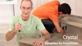  Presentation with furniture - PPT layouts consisting of father and son building furniture background and a  colored foreground