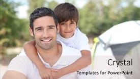  Presentation with father and son - Slides with father and son camping background and a soft green colored foreground