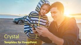  Presentation with family day - Audience pleasing presentation design consisting of father-and-son-controlling-fly backdrop and a tawny brown colored foreground