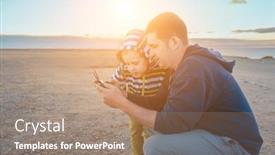  Presentation with journey - Presentation enhanced with father-and-son-controlling-fly background and a coral colored foreground