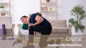  Presentation with exercises - Audience pleasing slides consisting of father-and-son-doing-sport backdrop and a coral colored foreground