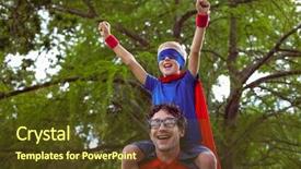  Presentation with superman - Cool new theme with father and son dressed as superman in the garden backdrop and a tawny brown colored foreground