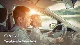  Presentation with driving - PPT layouts enhanced with father and son driving background and a coral colored foreground