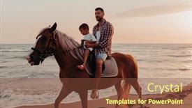  Presentation with horses - Presentation theme consisting of father-and-son-enjoy-riding background and a tawny brown colored foreground