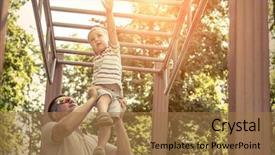  Presentation with catholic father son hoyly spirit - Beautiful PPT layouts featuring father and son exercising outdoor backdrop and a coral colored foreground