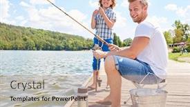  Presentation with fishing - Cool new slides with father-and-son-fishing backdrop and a coral colored foreground
