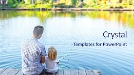  Presentation with fishing - Cool new theme with guarana - father and son fishing backdrop and a sky blue colored foreground