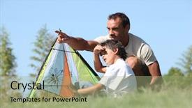  Presentation with kite - PPT theme consisting of father and son flying kite background and a mint green colored foreground