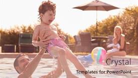  Presentation with pool side - Cool new theme with father-and-son-have-fun backdrop and a coral colored foreground