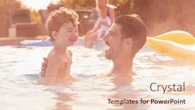  Presentation with pool side - PPT layouts enhanced with father-and-son-have-fun background and a lemonade colored foreground