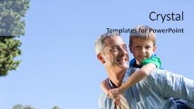  Presentation with fun - Slides enhanced with father and son having fun in the park on a sunny day background and a light blue colored foreground