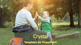  Presentation with family day - Beautiful PPT theme featuring father and son hikers travel backdrop and a tawny brown colored foreground