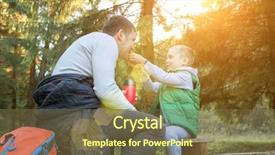  Presentation with journey - Slide deck consisting of father and son hikers travel background and a tawny brown colored foreground