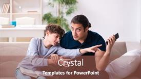  Presentation with exam - Beautiful presentation design featuring father-and-son-in-exam backdrop and a tawny brown colored foreground