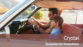 Presentation with car seat - Cool new theme with father and son in front backdrop and a tawny brown colored foreground
