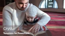  Presentation with quran - Amazing presentation design having father-and-son-in-mosque backdrop and a tawny brown colored foreground
