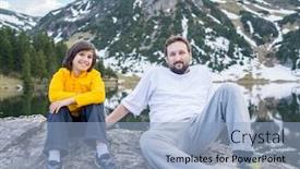  Presentation with father - PPT theme enhanced with father-and-son-in-mountain background and a light blue colored foreground