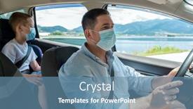  Presentation with happy holidays - Slides having father-and-son-in-protective background and a teal colored foreground