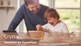  Presentation with father - Slides with father-and-son-in-pyjamas background and a coral colored foreground