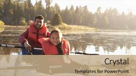  Presentation with kayaking - PPT layouts consisting of father and son kayaking background and a coral colored foreground
