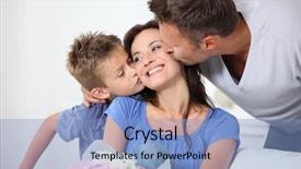  Presentation with father birthday - Beautiful presentation theme featuring father and son kissing mother backdrop and a light blue colored foreground