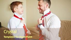  Presentation with tie - Colorful PPT theme enhanced with father and son knotting ties backdrop and a tawny brown colored foreground