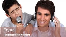  Presentation with duo - Presentation theme featuring father and son musical duo background and a  colored foreground