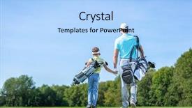  Presentation with father son and looking - Colorful slide deck enhanced with father and son on golf backdrop and a light blue colored foreground