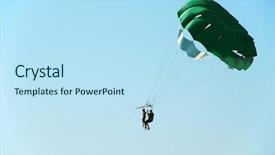  Presentation with father - Presentation design having father-and-son-parasailing background and a sky blue colored foreground