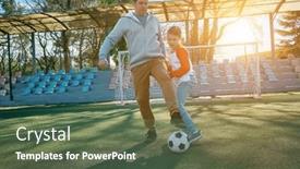  Presentation with dynamic - Slide deck enhanced with father-and-son-play-football background and a ocean colored foreground